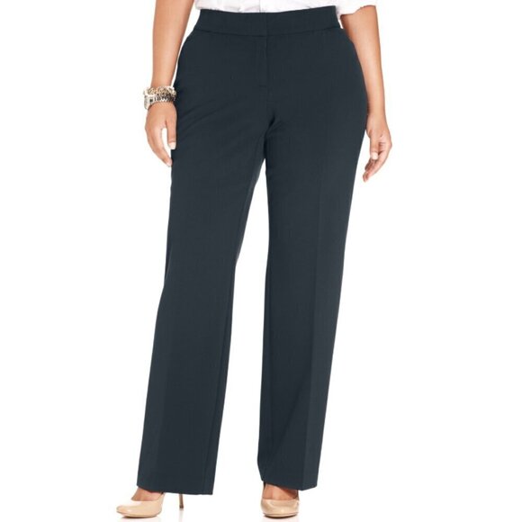 JM Collection Women's Plus & Petite Navy Curvy-Fit Straight-Leg Pants NWT - Picture 1 of 8